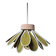 Suspension fleur Iris, 16 pétales en rotin et lin vert olive