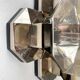 Vintage German wall or ceiling lamp from the space age in chrome and glass by Motoko Ishii for Staff, 1970s.