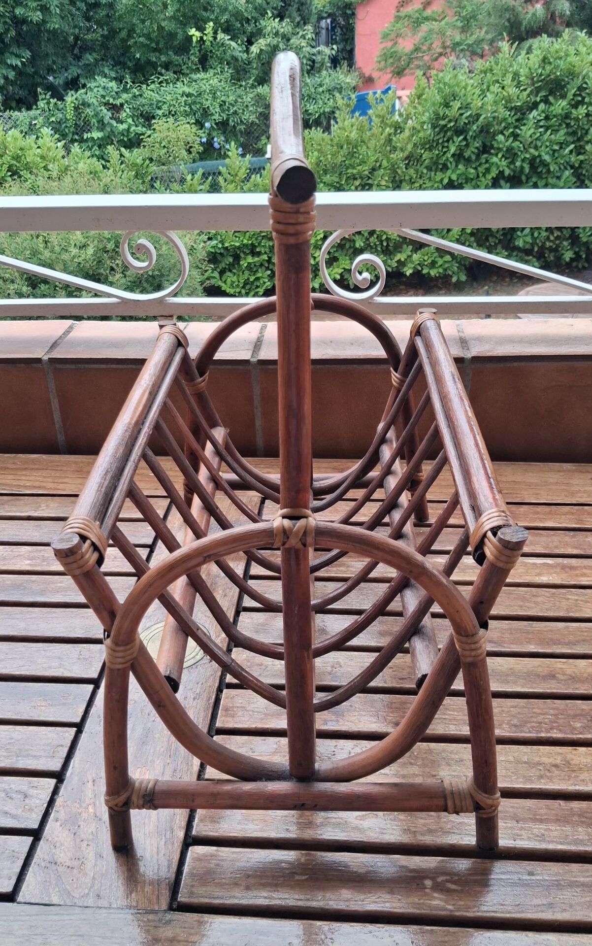 Vintage rattan magazine rack