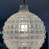 Vintage pendant light from the 70s in molded glass