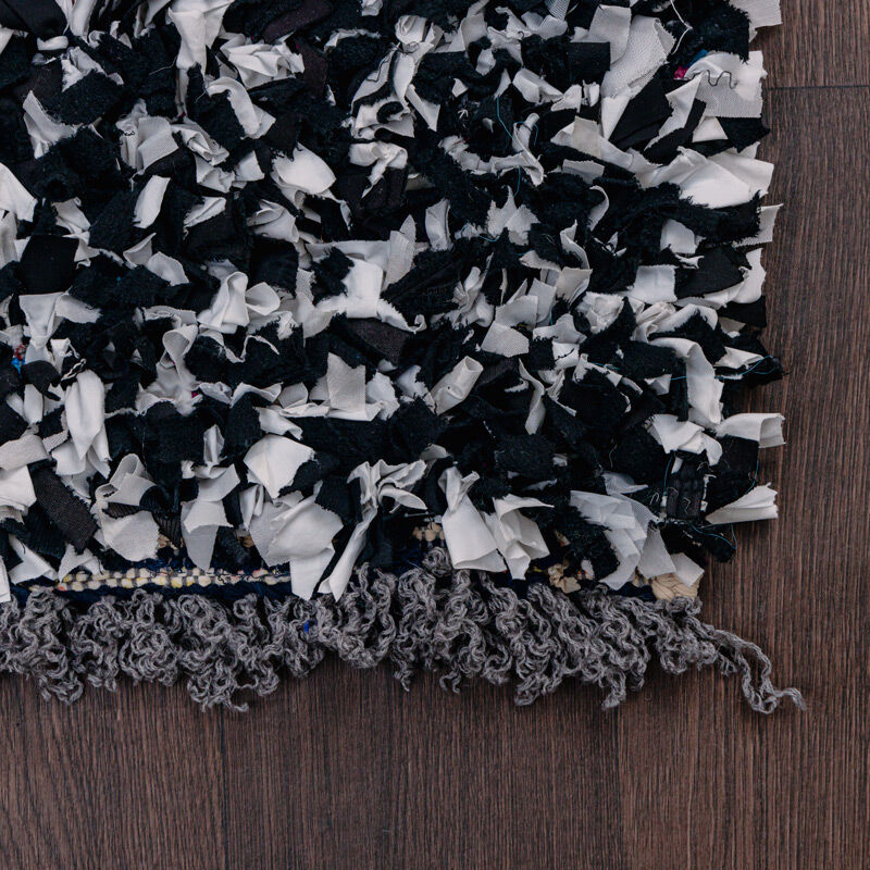 Berber carpet boucherouite black 115x175 cm