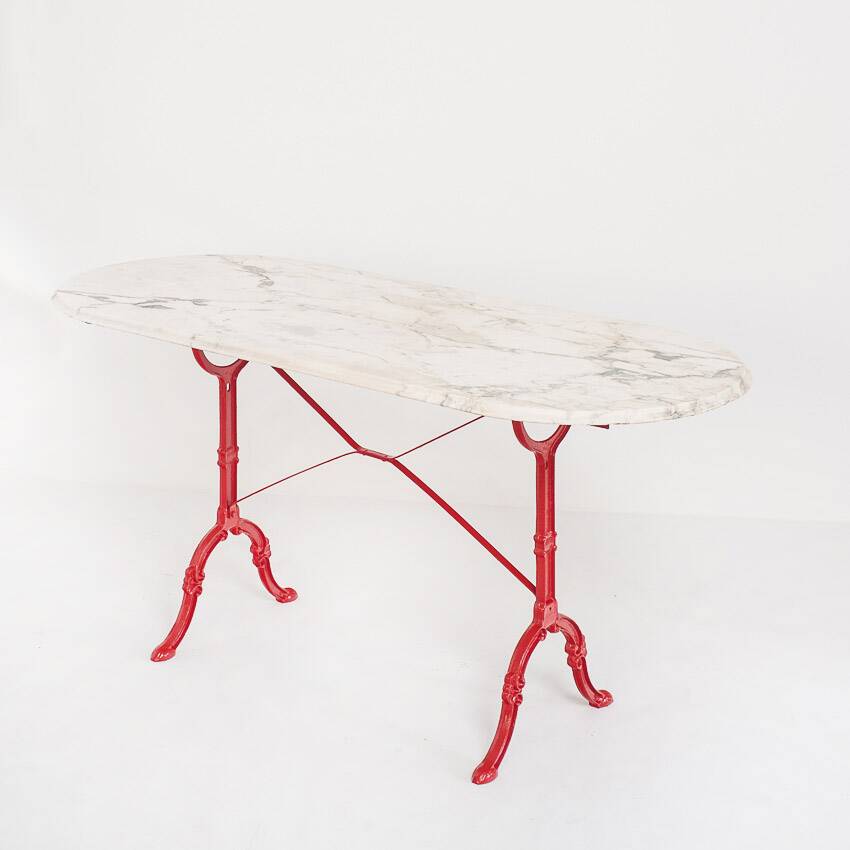 Vintage bistro table. Cast iron and marble. France, 1950s.