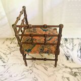 Chaise d'angle vintage Art Déco en bois bobbin et tissus, circa 1930