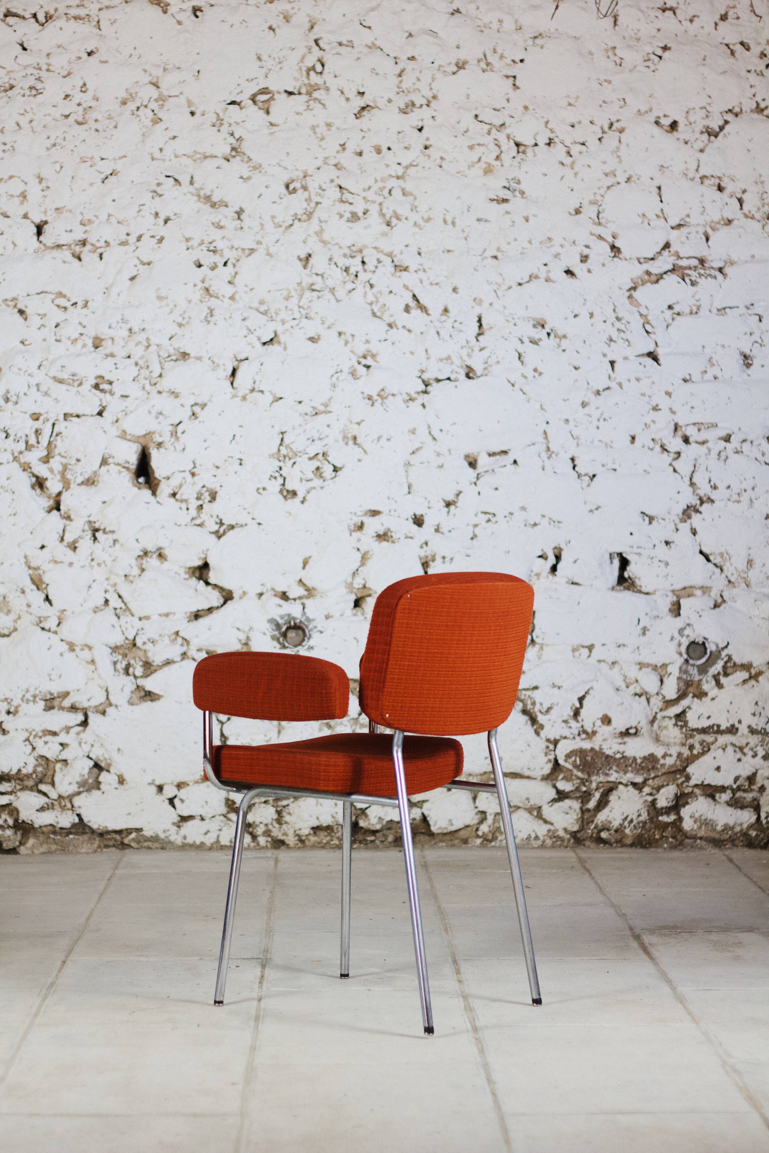 Vintage orange velvet armchair, 1970