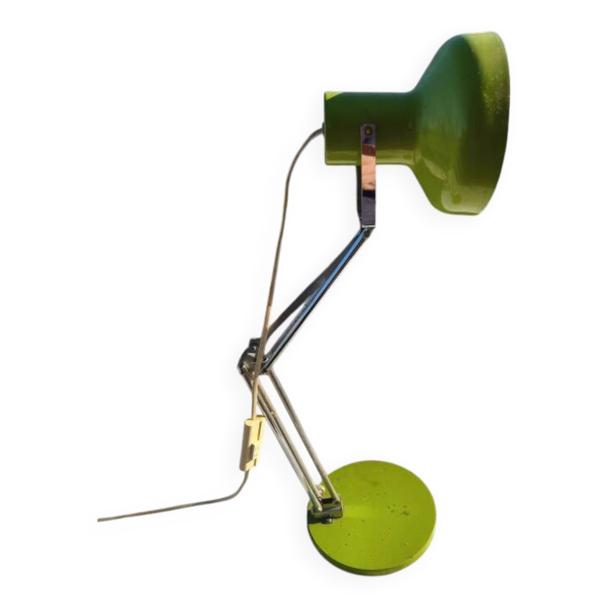 Lampe vintage métal vert et chrome