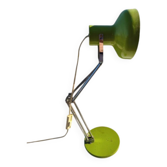 Vintage metal lamp in green and chrome