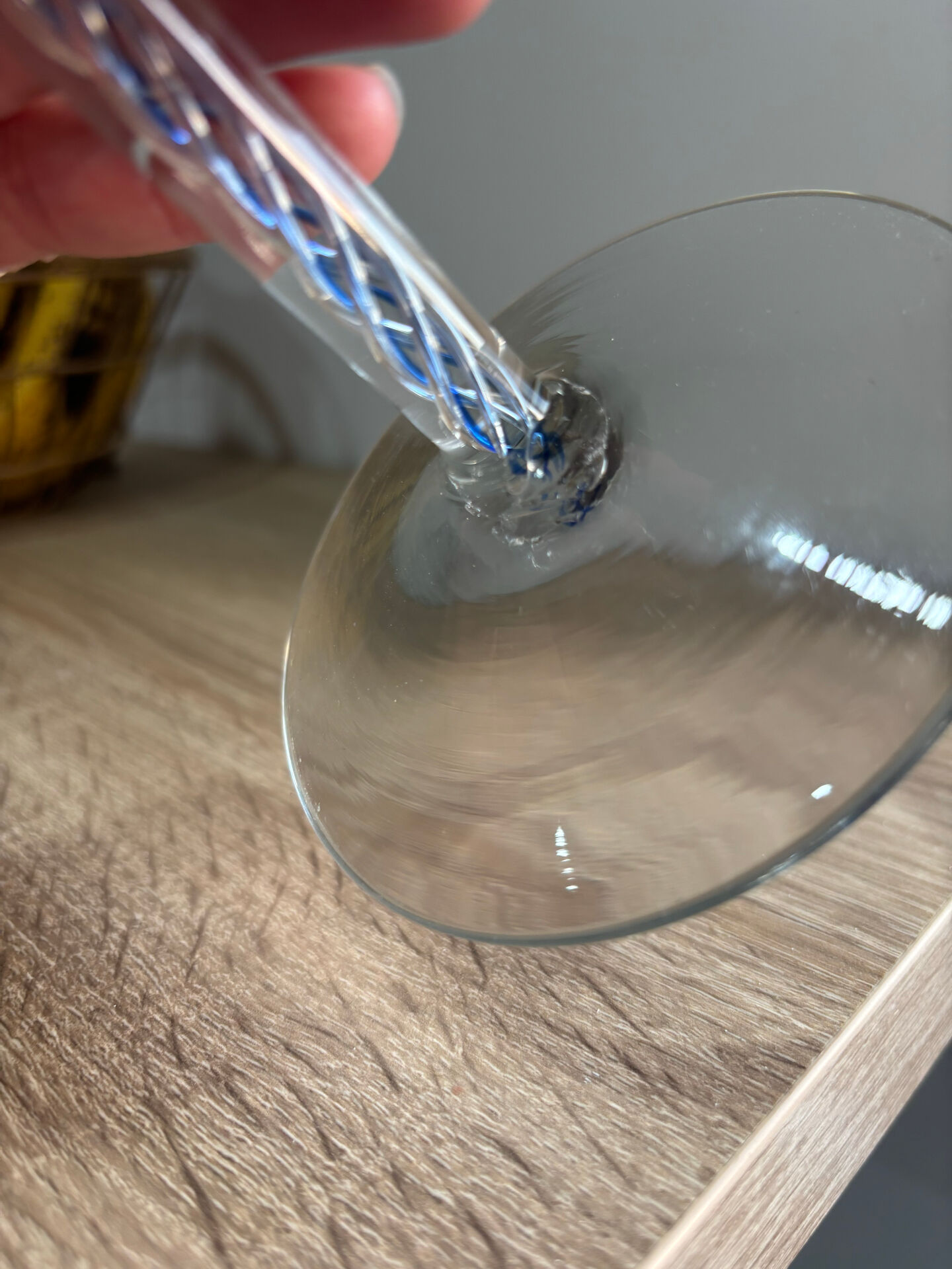 Blue spiral glass candlestick