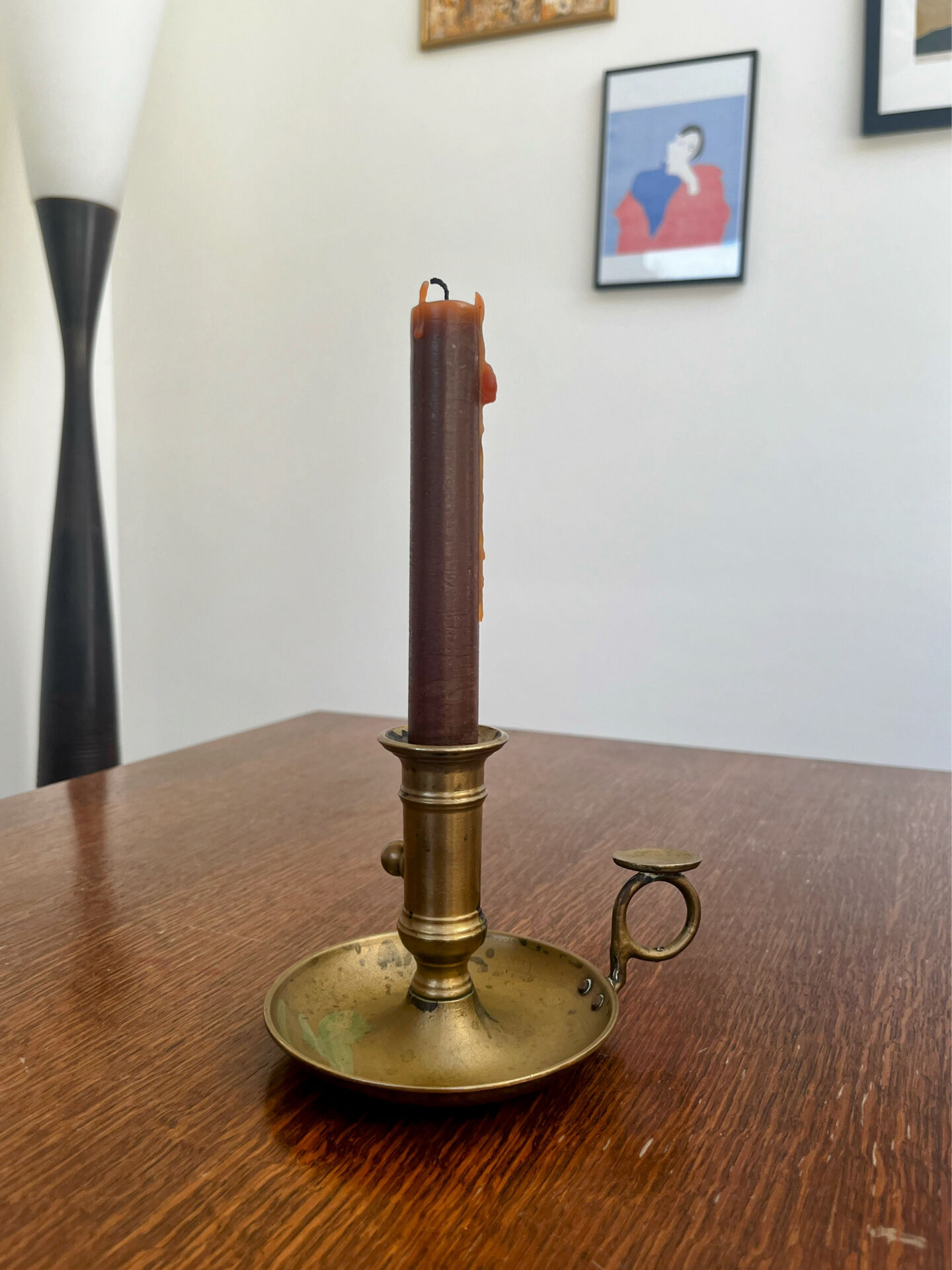 Antique push candle holder