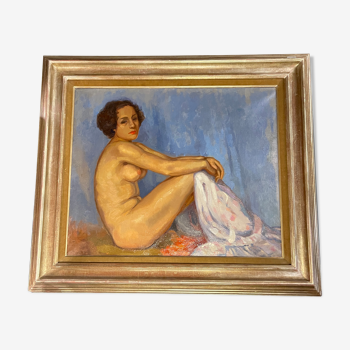 Tableau "femme nue assise" huile sur toile