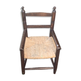 Small vintage wooden and straw children's chair