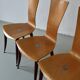 3 plywood chairs with burgundy legs | Italy | 1980s