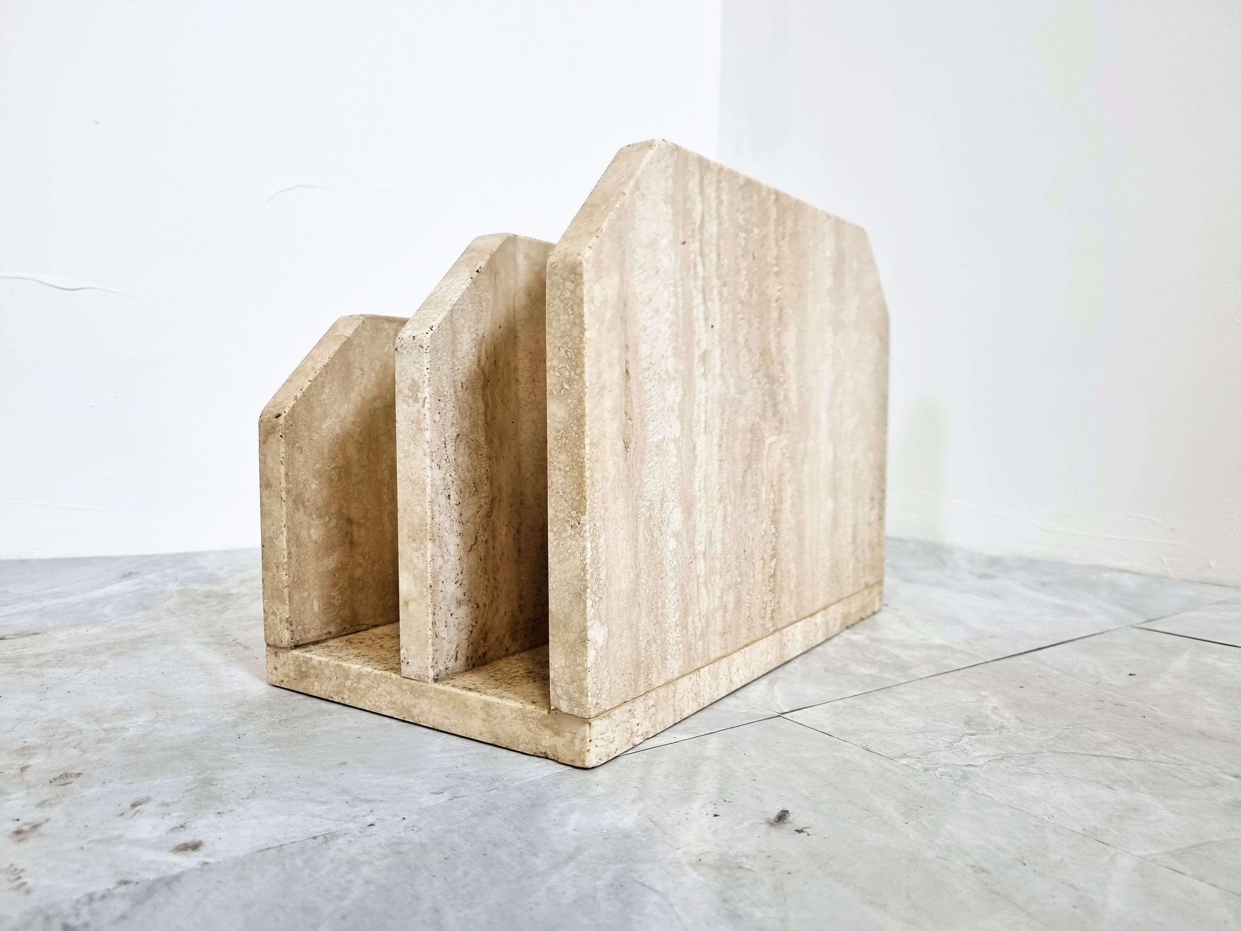 Vintage travertine magazine holder, 1970s