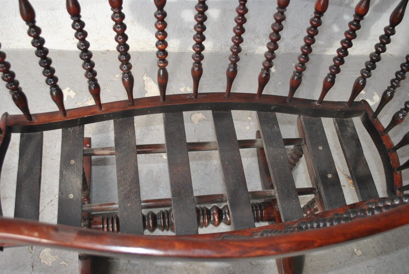 Old mahogany tinted exotic wooden cradle