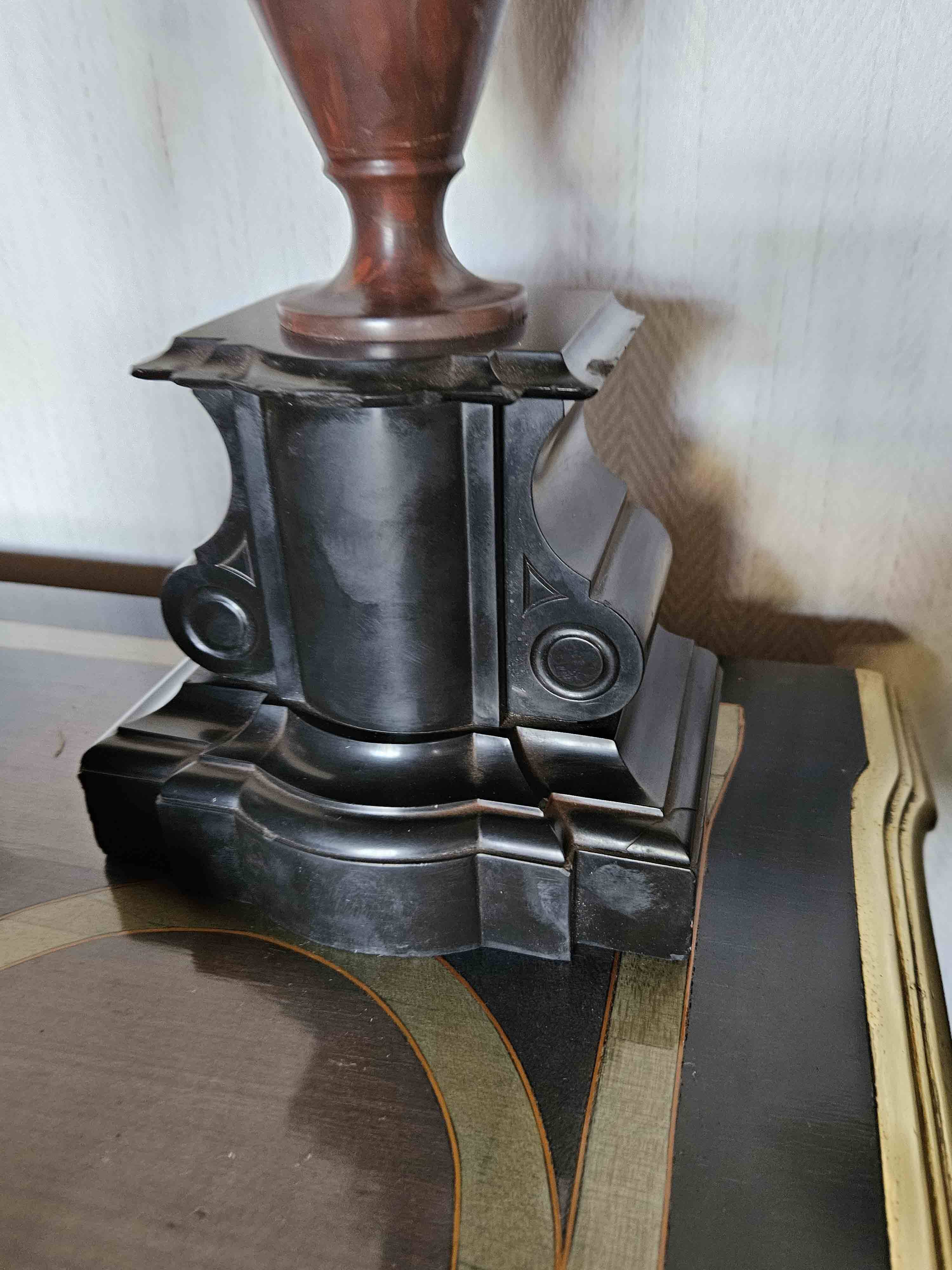 Antique Vases In Griotte Marble And Black Marble, Grand Tour, 19th Century