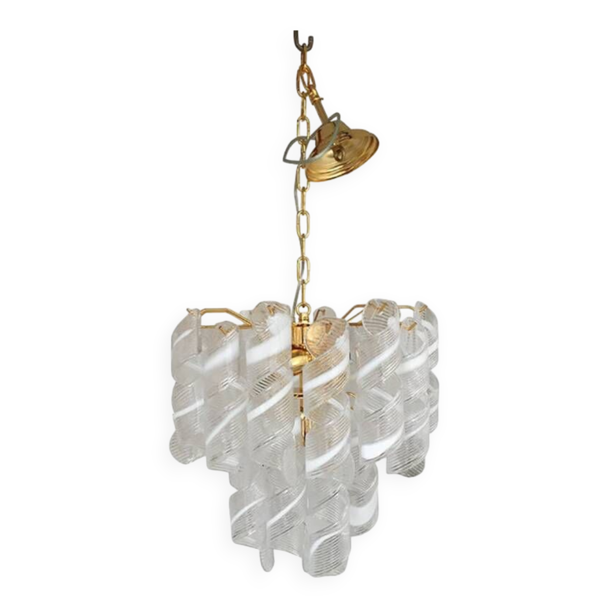 Murano Glass Chandelier "Virgola" Made in Italy Venini Style