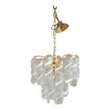 Murano Glass Chandelier "Virgola" Made in Italy Venini Style