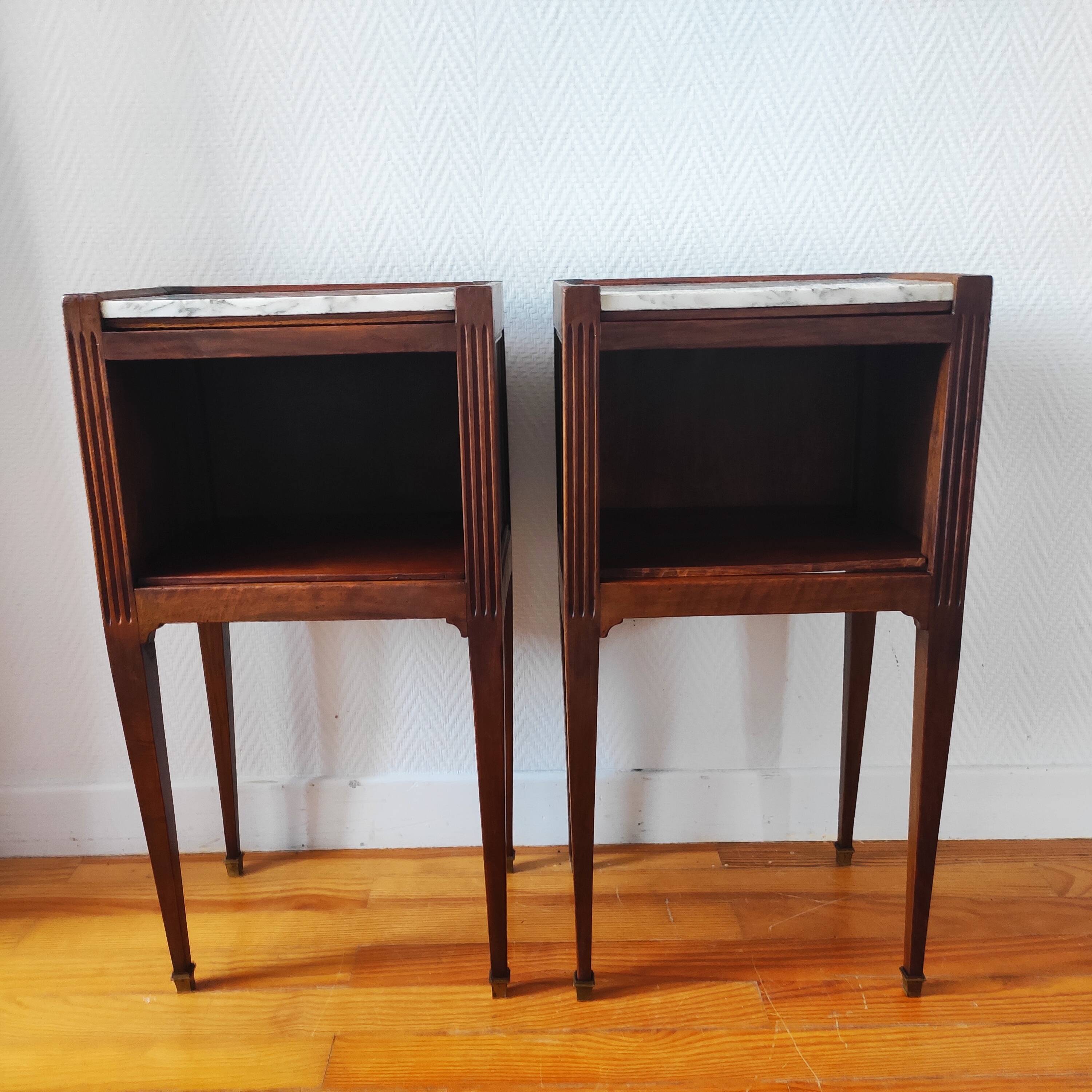 Antique pair of Directoire style bedside tables