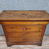 Lady chest of drawers Louis Philippe period in solid walnut around 1830