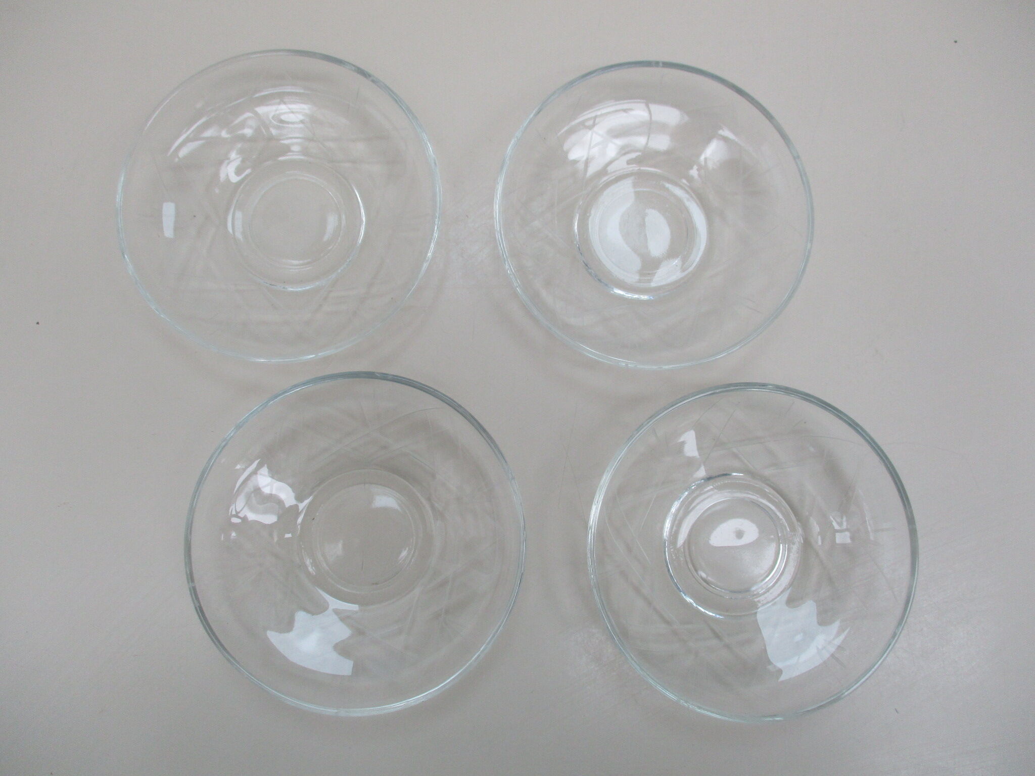 4 coupelles en verre gravé art déco