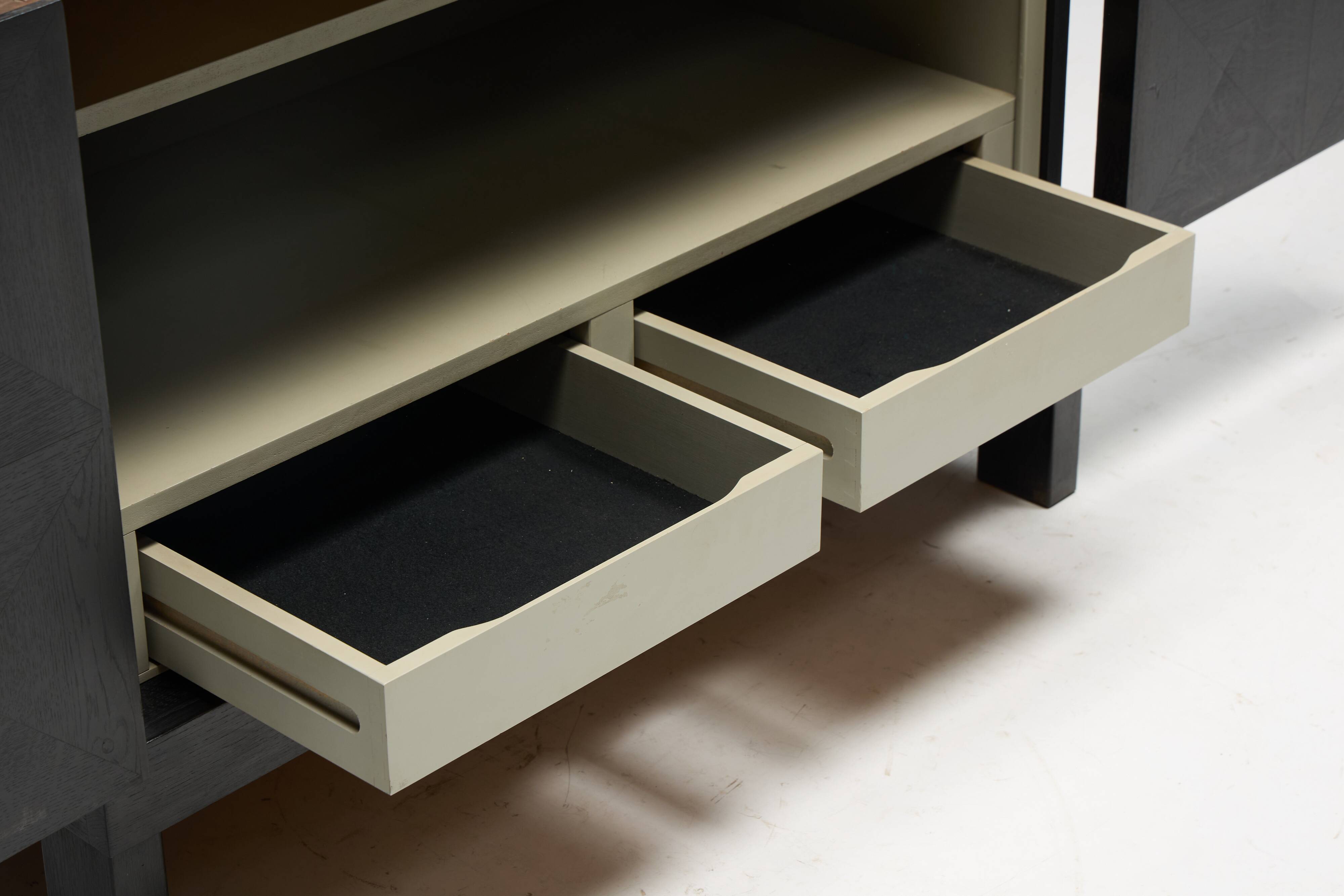 Brutalist De Coene Cabinet in Stained Oak, Belgium, 1970s