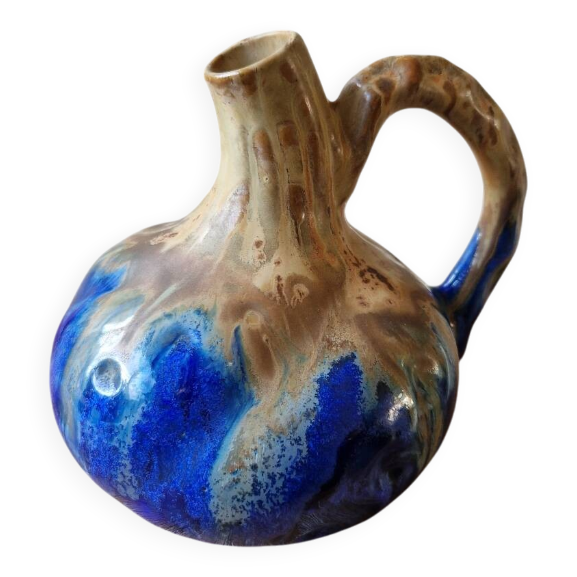 jug or carafe signed Gilbert Méténier enamelled stoneware