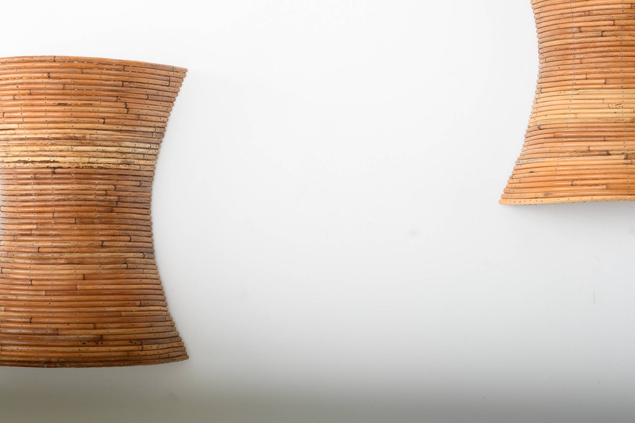 Pair of Organic Rattan Wall Sconces