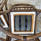 4 fauteuils vintage en Bambou 70's  dans le style Maugrion Roche Bobois