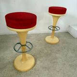 Set of 2 high bar stools from the 70s, friedrich stückenbreker design, vintage plastic