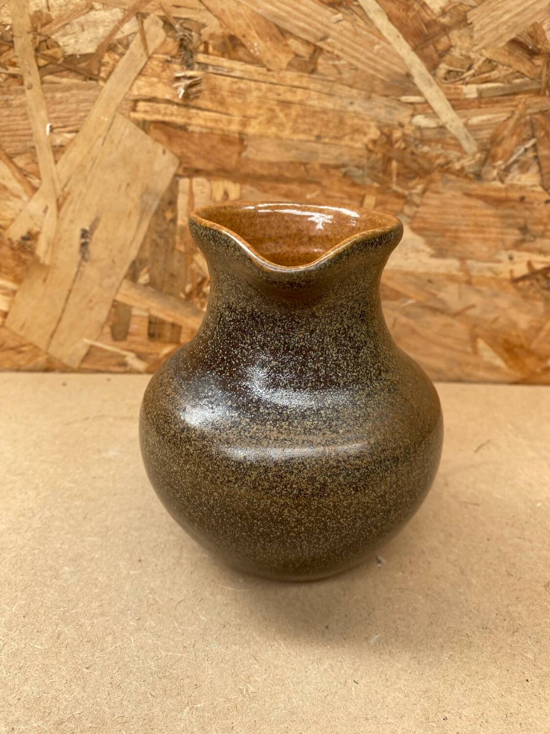 Old fontgombault pitcher vintage brown stoneware