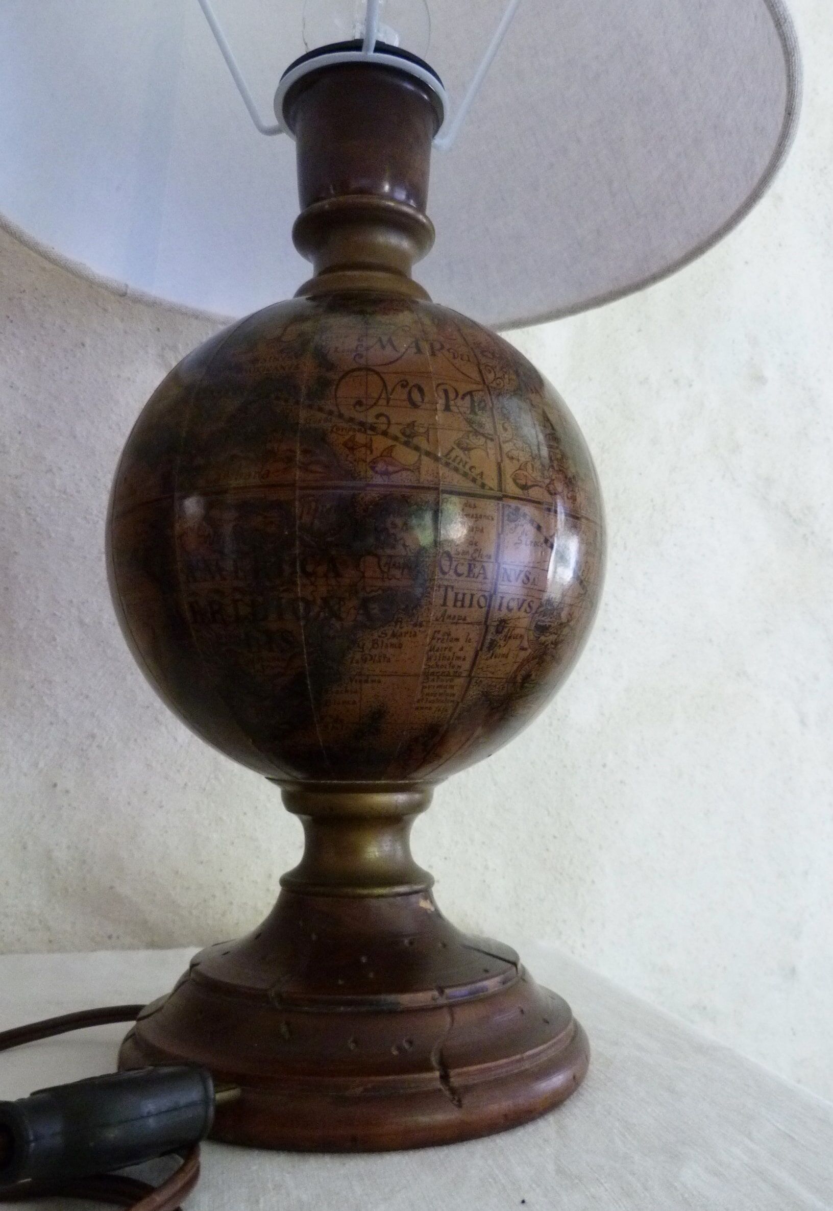 Pair of world map lamps