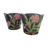 Paire de cache-pots en barbotine