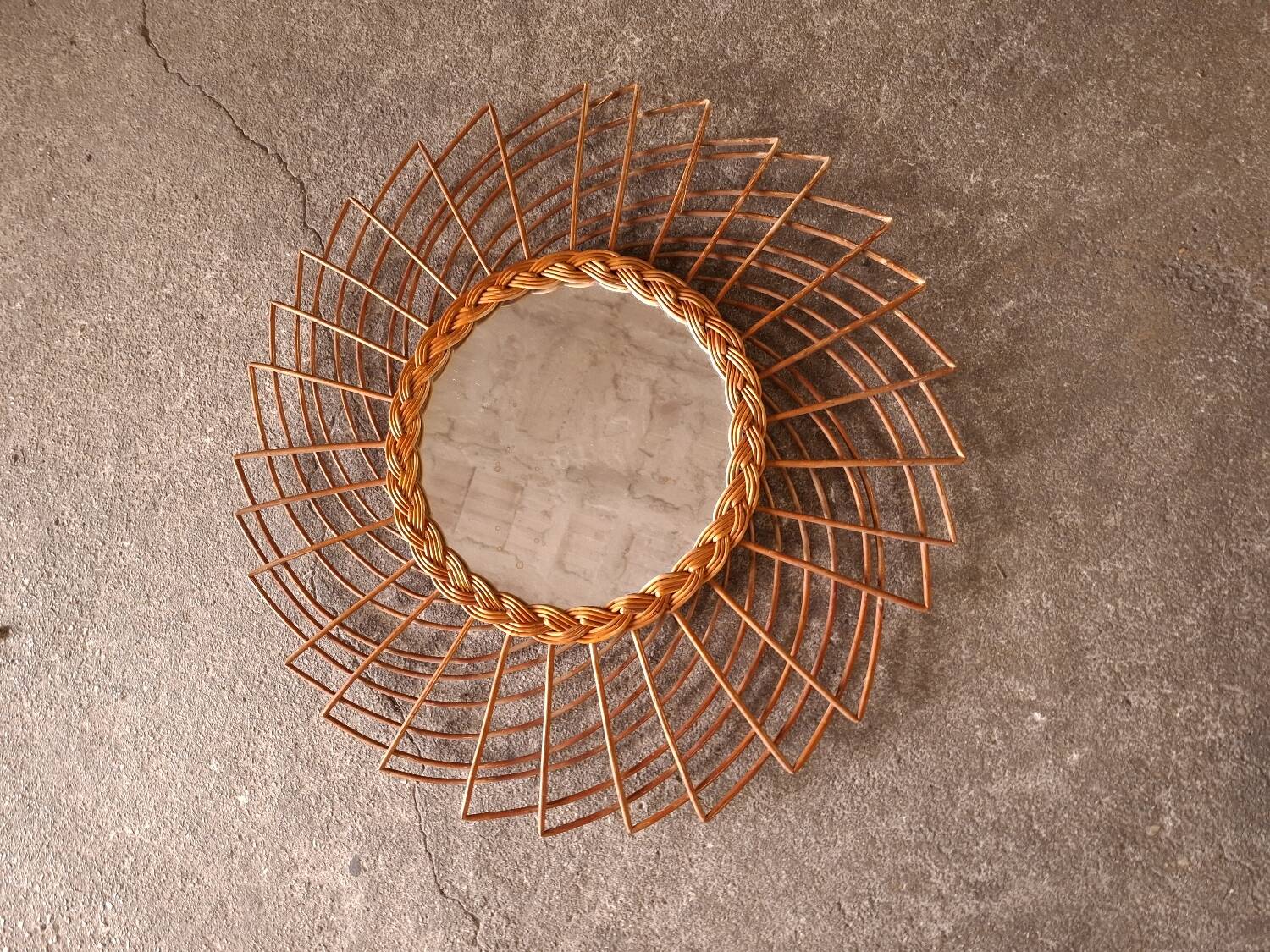 Vintage rattan mirror