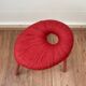 Ikea Red Metal and Wool Three pod Stool, Model Eskilstuna, 1990s