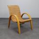 Rare Armchair in Wood and Woven Rattan, 1960s