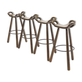 Set of 4 brutalist spanish marbella bar stools, 1950