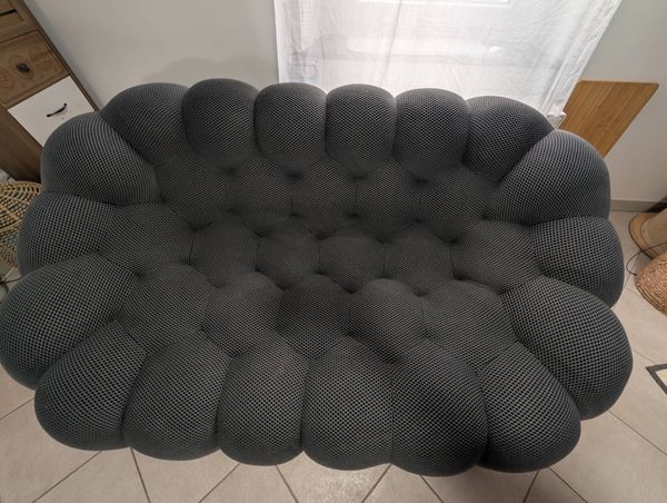 Canapé 2 places Bubble par Sacha Lakic pour Roche Bobois – Tissu 3D Gris