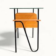 Bureau moderniste – Azzano Frères – dlg Jacques Hitier – Chêne, verre et fe