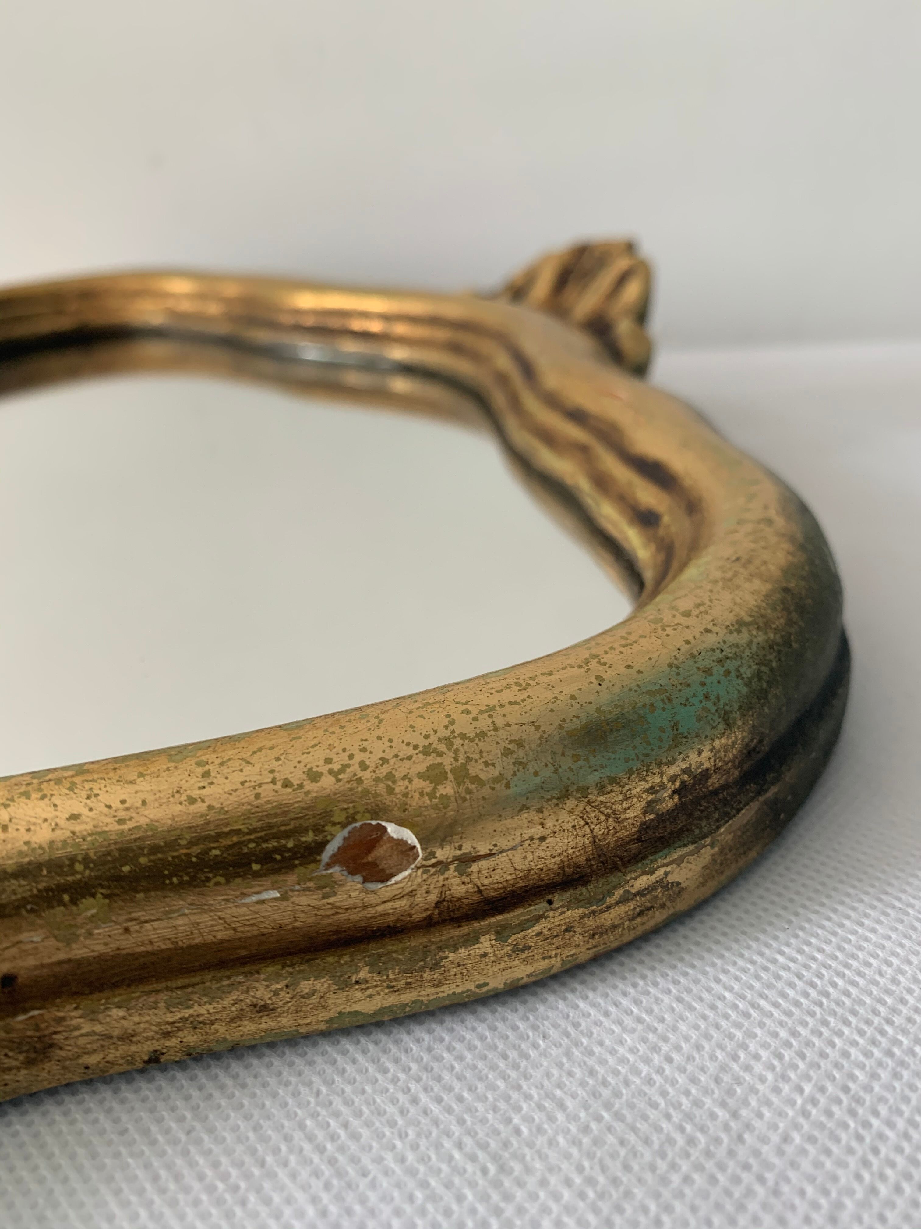 Old mirror in gilded wood 40 x 30 cm