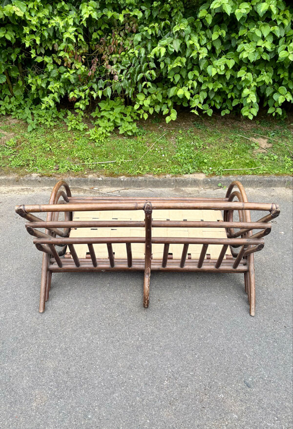 Banquette vintage en rotin - années 70