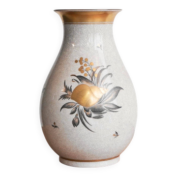 Vase 'Skaldyr' Craquelé et Or par Thorkild Olsen pour Royal Copenhagen, années 1930