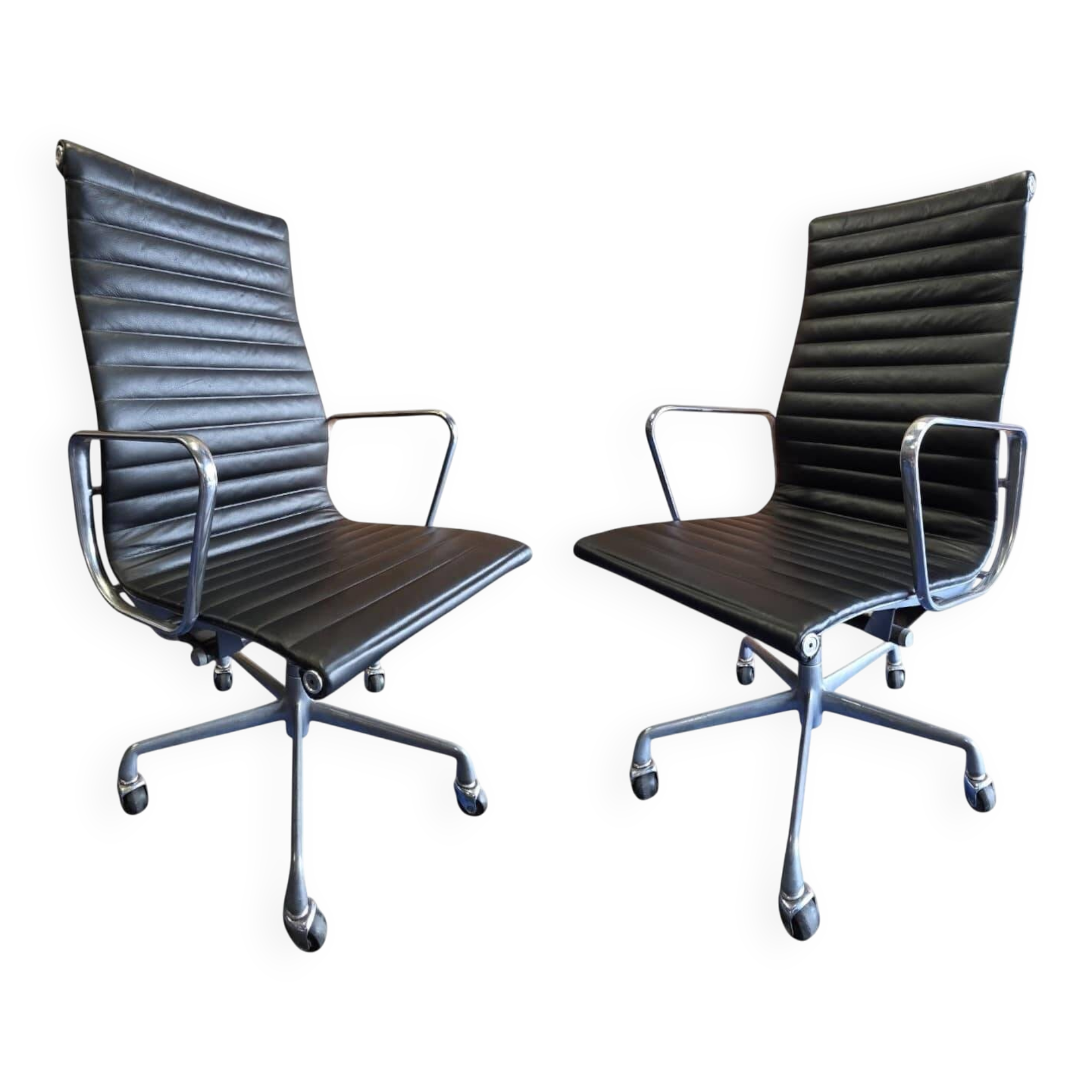 Black Pair (2) Herman Miller Original Eames EA337 High Back Office Chair Ca