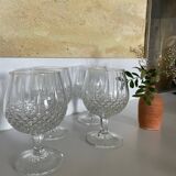 4 diamond point glass cognac or brandy glasses