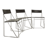 Set of 3 minimalist X line chairs by Niels Jorgen Haugesen for Hybodan circa 1970