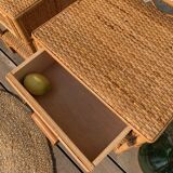 Pair of vintage rattan bedside tables