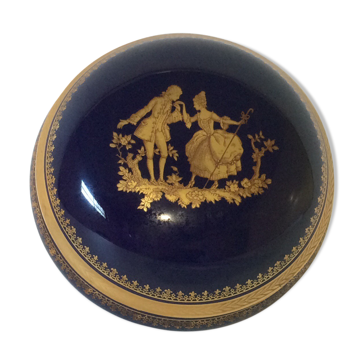 Blue and gold limoges porcelain box