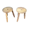 Pair of rustic wooden stools 1950