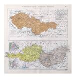 Carte ancienne Autriche Tchécoslovaquie Hongrie 43x43cm de 1950