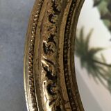Oval wall mirror frame Golden plaster 22cm