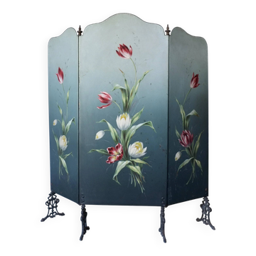 Écran de cheminée Art Nouveau peint à la main | Années 1920