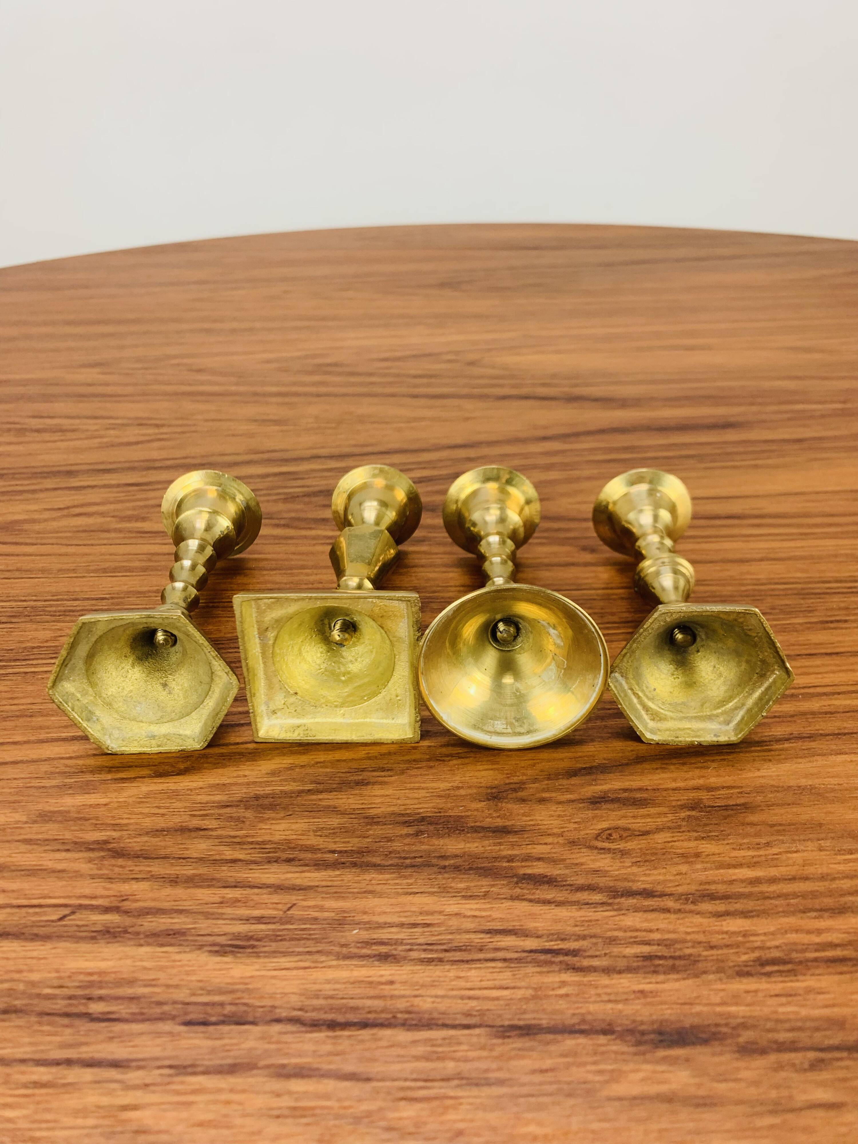4 bougeoirs laiton doré vintage